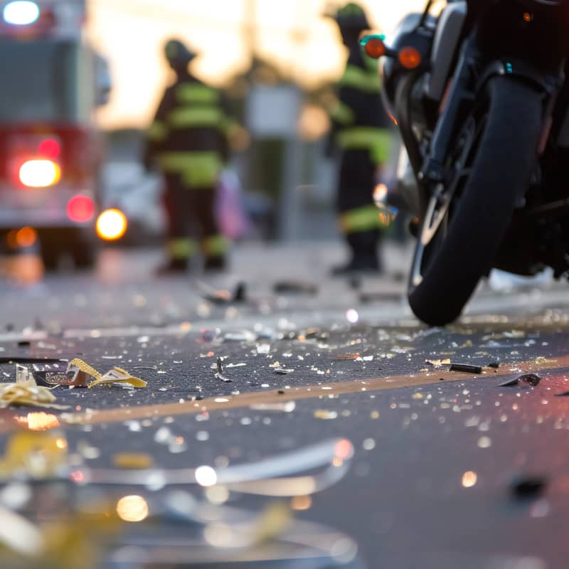 Scene of an accident involiving a motorcyclist.